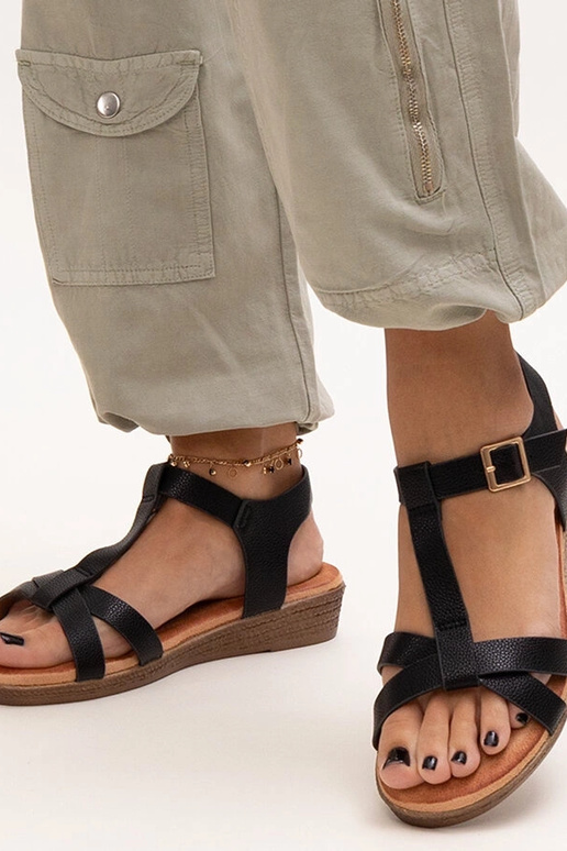 Sorte sandaler med lav kile Sherine