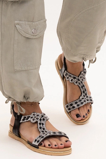 Shahidas skinnende sorte sandaler 2