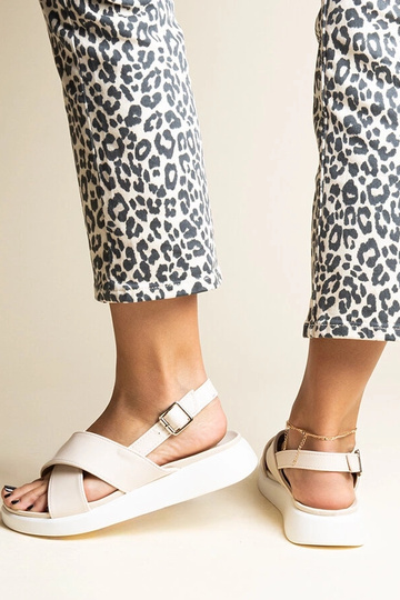 Beige Burnet Platform Sandaler