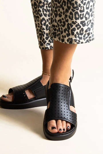 Sorte sandaler med gennembrudt overdel Imogne