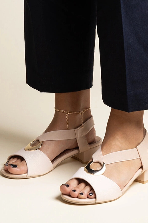 Beige slip-on sandaler med blokhæl Jorga