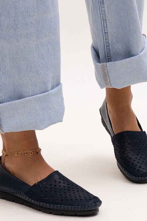 Marineblauwe leren instappers Antonea