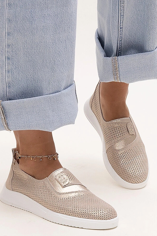 Ethels guld perforerede læder sneakers Ethels guld perforerede læder sneakers