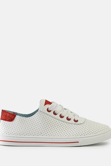 Kvinders hvide perforerede sneakers Ruala med snørebånd