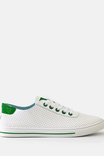 Kvinders hvide perforerede sneakers Ruala med snørebånd