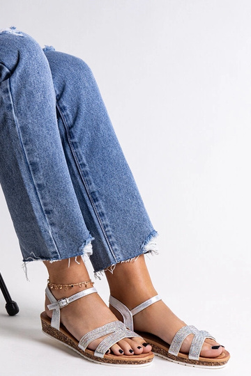 Sølv lav kile sandaler Saila