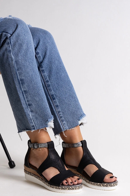 Sorte Tiuma sandaler med lav kile Sorte Tiuma sandaler med lav kile