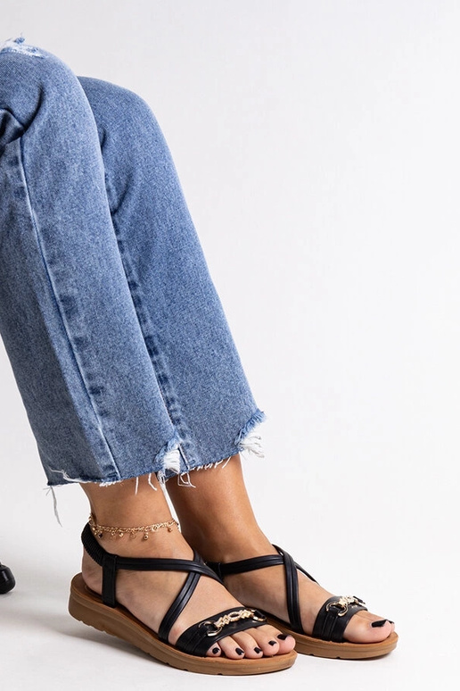 Sorte sandaler med guldspænde Pamphila Sorte sandaler med guldspænde Pamphila