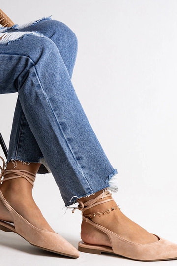 Beige ballerina's met open...