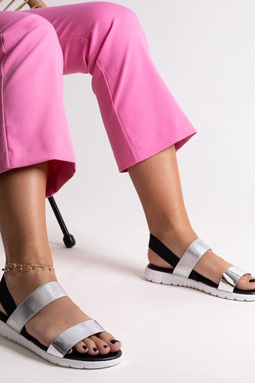 Evelynia Sølv Flade Sandaler Evelynia Sølv Flade Sandaler