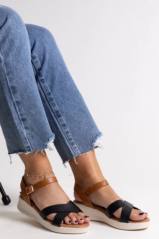 Sorte og brune Hakima sandaler med...