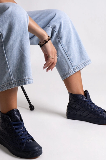 Marineblå high-top openwork...