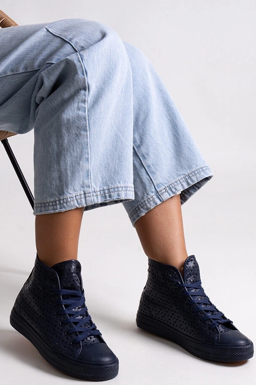Marineblå high-top openwork sneakers...