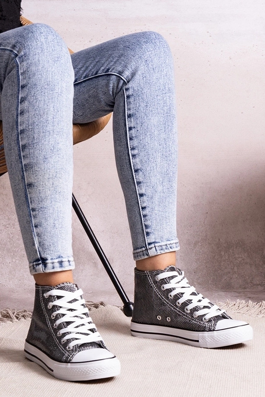 Sorte high-top sneakers i skinnende...