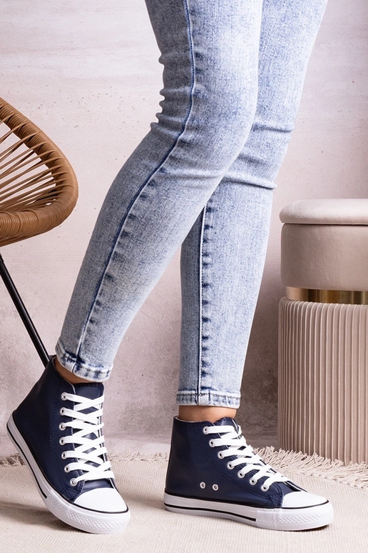 Donkerblauwe hoge sneakers van...