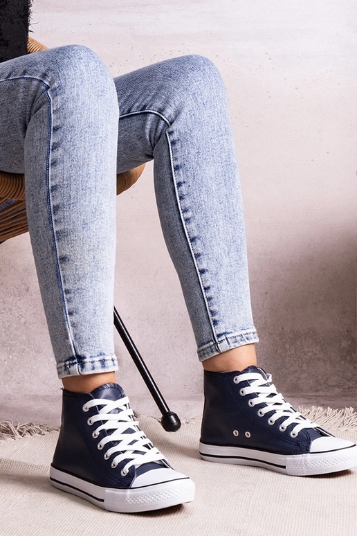 Donkerblauwe hoge sneakers van...