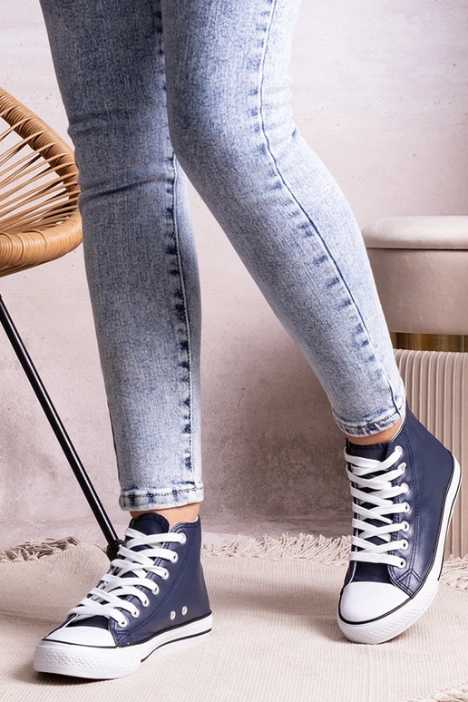Donkerblauwe hoge sneakers van...
