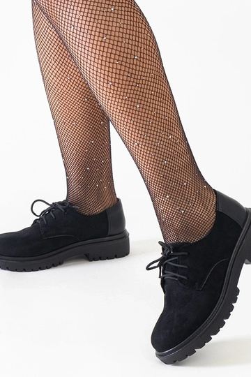 Zwarte casual veterschoenen van kunstsuède Kalila 2