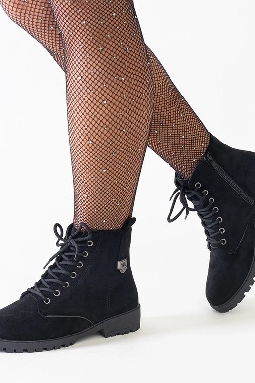 Zwarte werklaarzen van kunstsuède op...