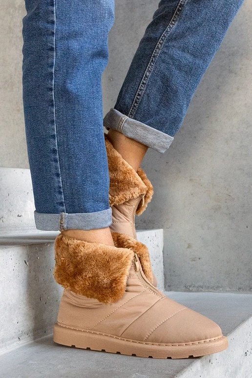 Beige isolerede snestøvler med krave...