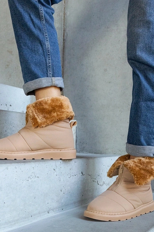 Beige isolerede snestøvler med krave...
