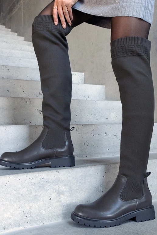 Grønne Juanra lange støvler med...