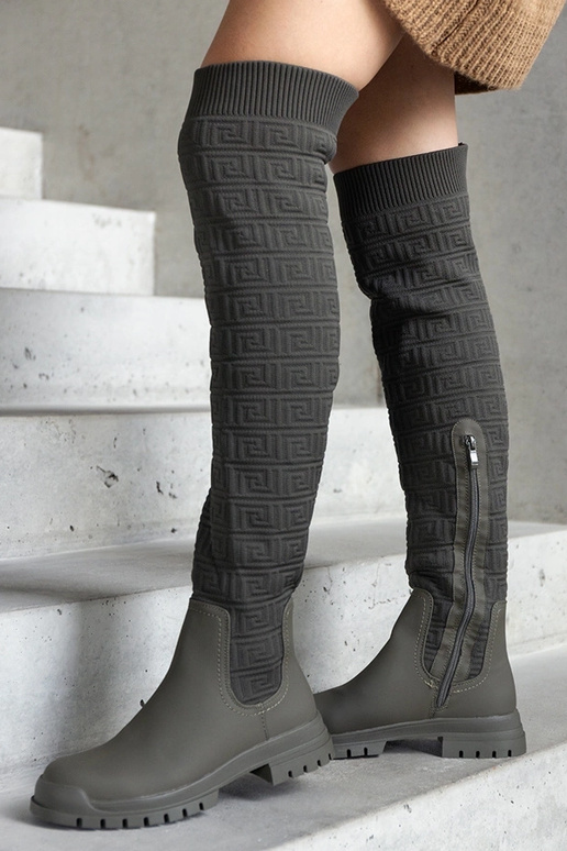 Grønne Scarlett støvler i mat stof Grønne Scarlett støvler i mat stof