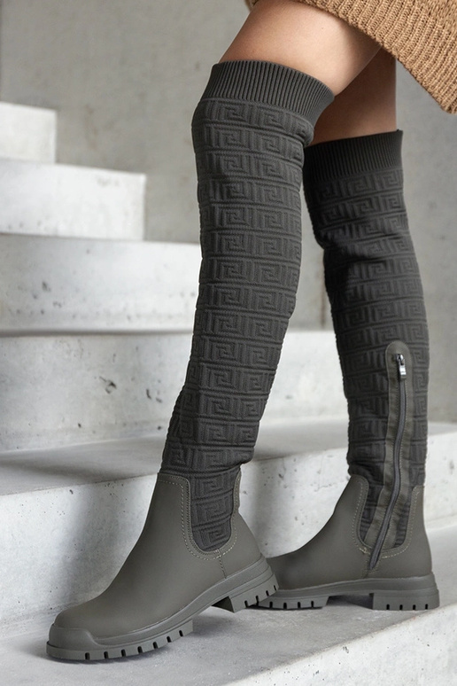 Grønne Scarlett støvler i mat stof Grønne Scarlett støvler i mat stof