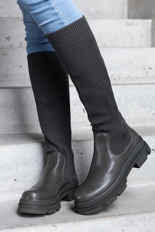 Grønne slip-on støvler med elastisk...