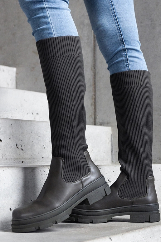 Grønne slip-on støvler med elastisk...