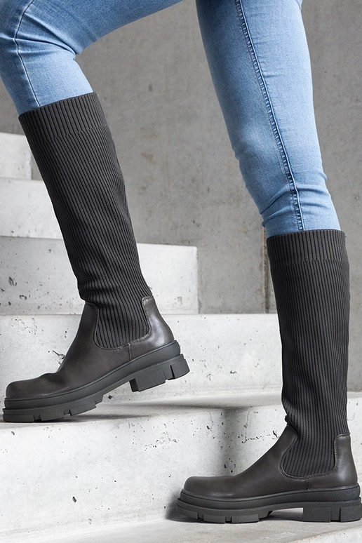 Grønne slip-on støvler med elastisk...