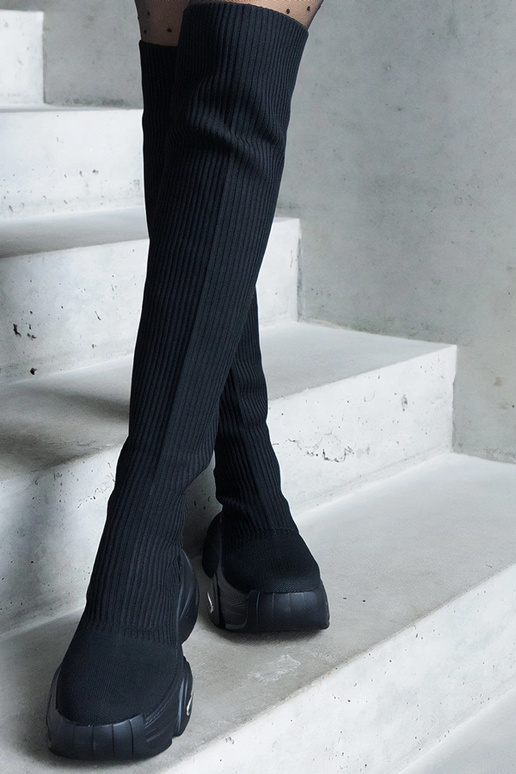 Zwarte instaplaarzen met elastische...