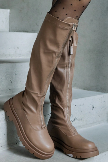 Bruine laarzen van eco-leer...