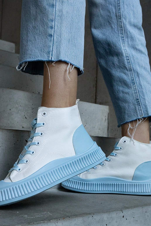 Terri Blue and White Platform Sneakers