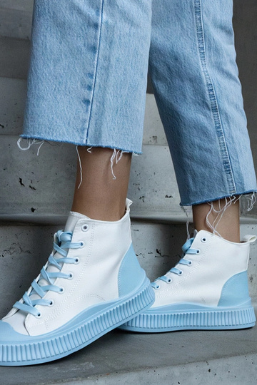 Terri Blue and White Platform Sneakers 2