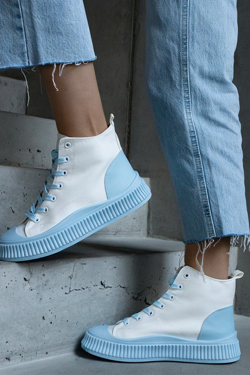 Terri Blue and White Platform Sneakers