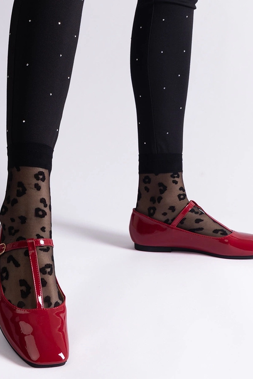 Røde balletflasker i patentlæder med...