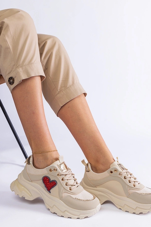 Beige Martinez Heart Platform Sneakers