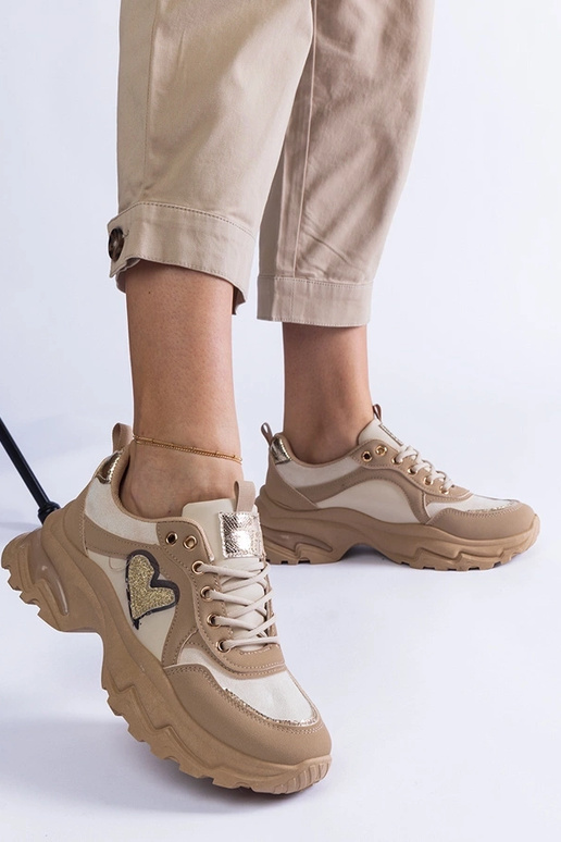 Martinez's Brown Heart Platform Sneakers