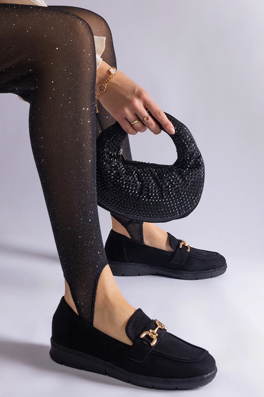 Zwarte geperforeerde dames mocassins...