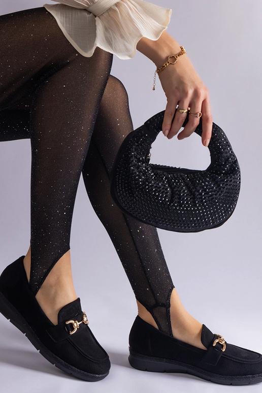 Zwarte geperforeerde dames mocassins...