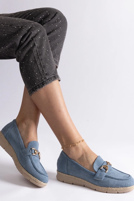 Blauwe dames schoenen van kunstsuède...