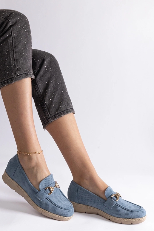 Blauwe dames schoenen van kunstsuède...