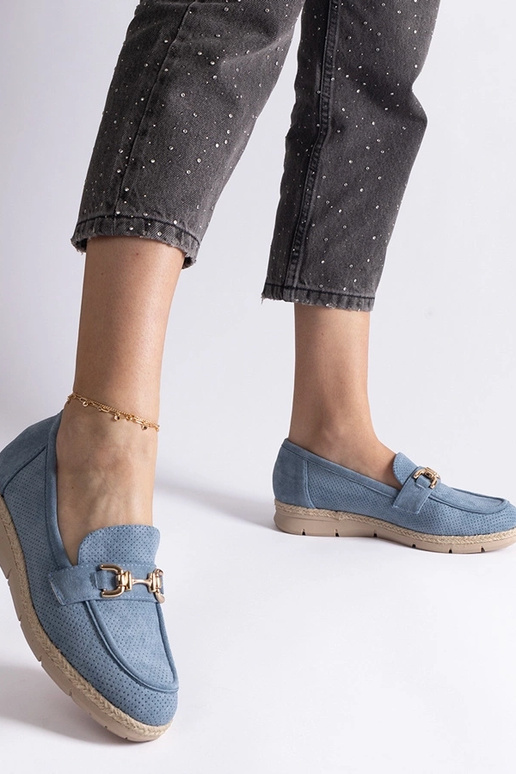 Blauwe dames schoenen van kunstsuède...