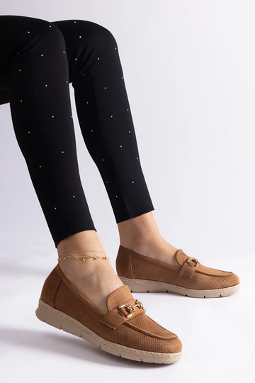 Karamel kleurige dames schoenen van kunstsuède Sandoval