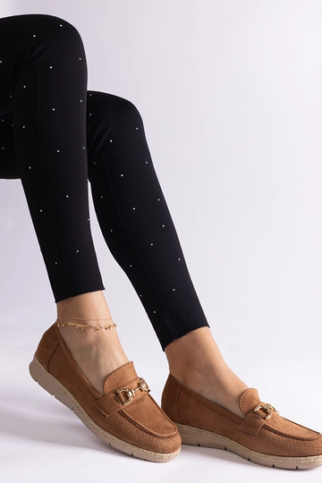 Karamel kleurige dames schoenen van kunstsuède Sandoval 2