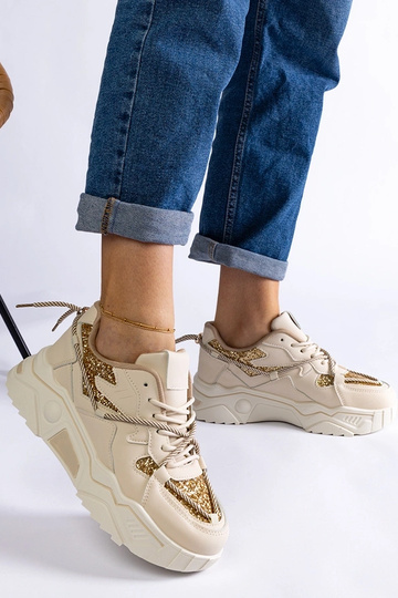 Beige damesneakers med glimmer Agar 2
