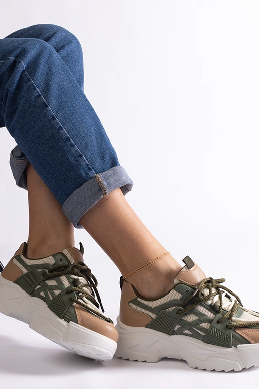 Grønne og beige Alva damesneakers Grønne og beige Alva damesneakers