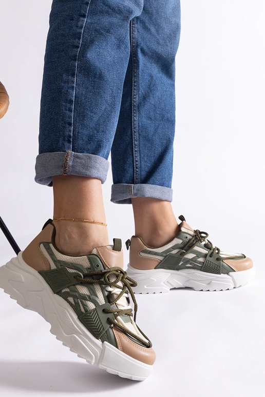 Grønne og beige Alva damesneakers Grønne og beige Alva damesneakers