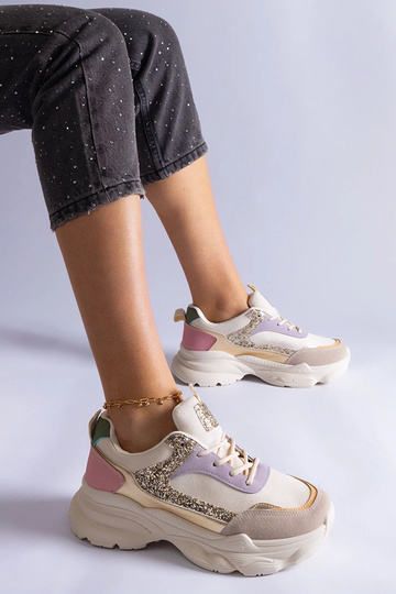Flerfarvede sneakers med glitterindsatser Clorinda